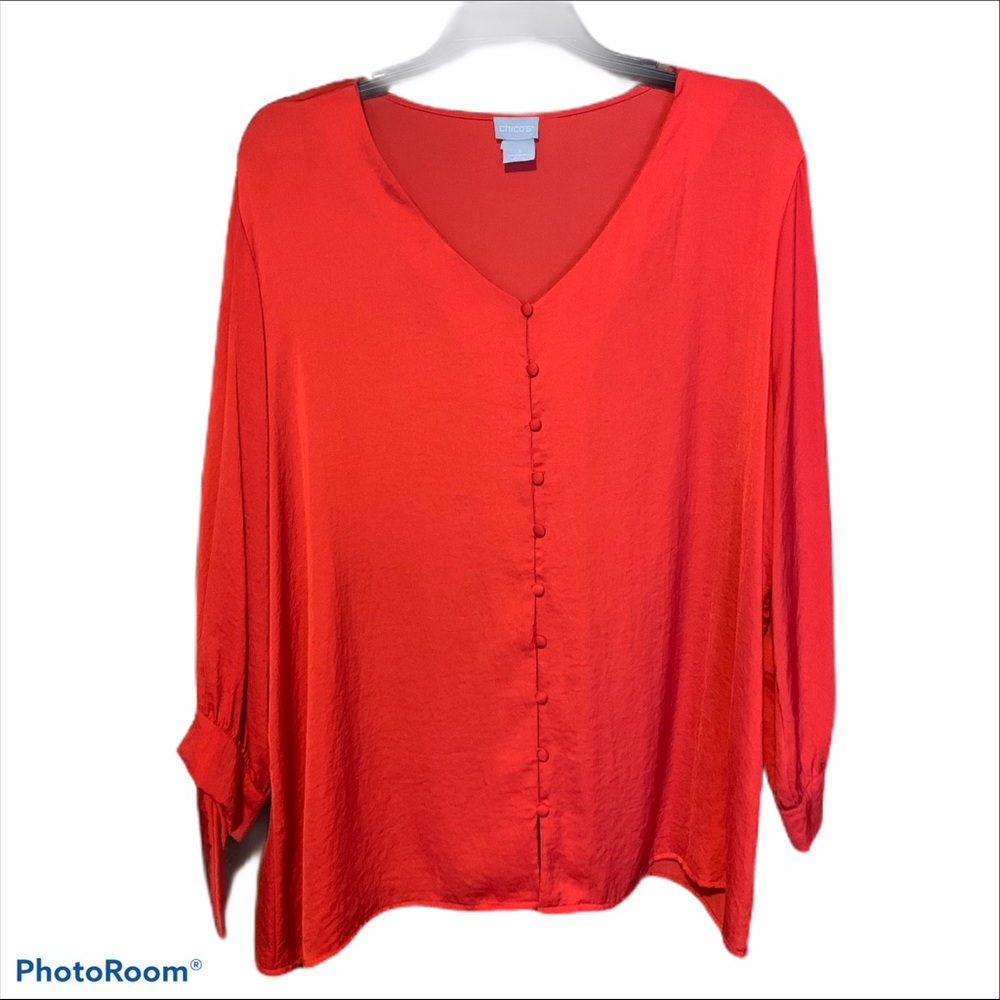 Chico’s  size 3 bright red button-down blouse